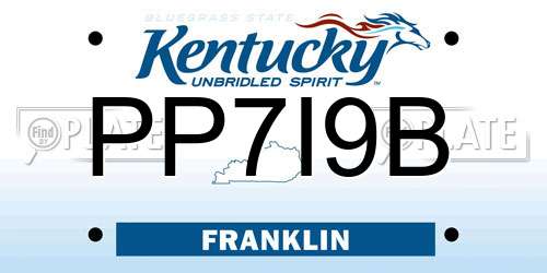 PP7I9B Kentucky License Plate