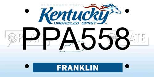 PPA558 Kentucky License Plate