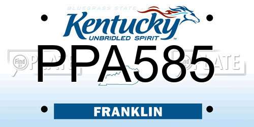 PPA585 Kentucky License Plate
