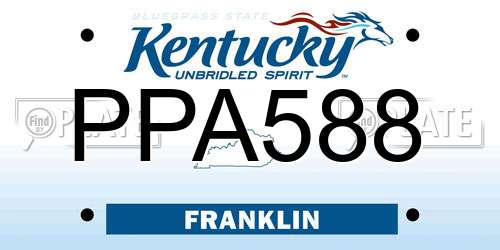 PPA588 Kentucky License Plate