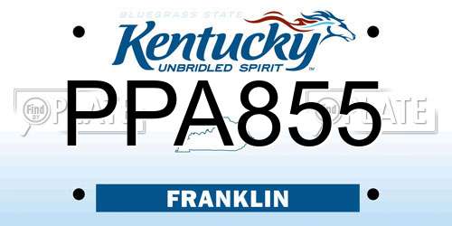PPA855 Kentucky License Plate