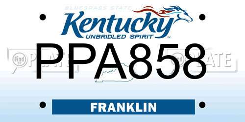 PPA858 Kentucky License Plate