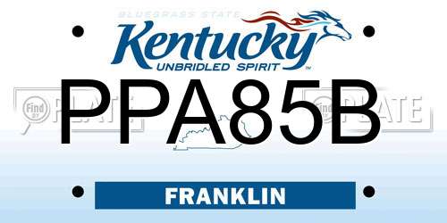 PPA85B Kentucky License Plate