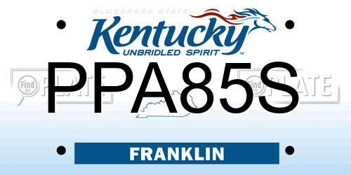 PPA85S Kentucky License Plate