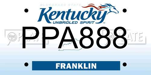 PPA888 Kentucky License Plate