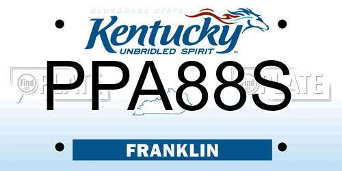 PPA88S Kentucky License Plate