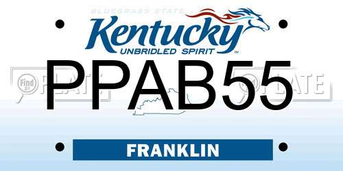 PPAB55 Kentucky License Plate
