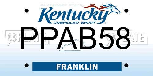 PPAB58 Kentucky License Plate