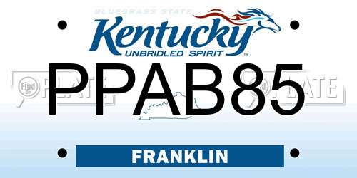 PPAB85 Kentucky License Plate