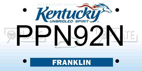 PPN92N Kentucky License Plate