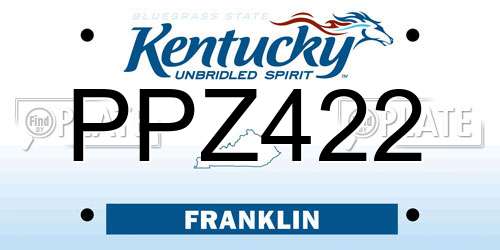 PPZ422 Kentucky License Plate