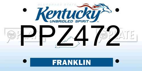 PPZ472 Kentucky License Plate
