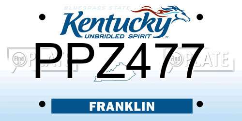 PPZ477 Kentucky License Plate