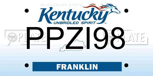 PPZI98 Kentucky License Plate