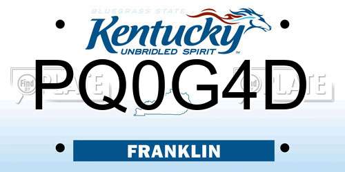 PQ0G4D Kentucky License Plate
