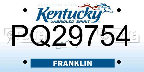 PQ29754 Kentucky License Plate