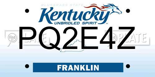 PQ2E4Z Kentucky License Plate