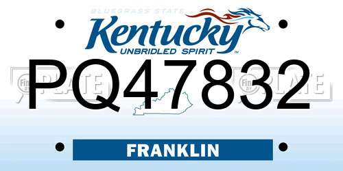 PQ47832 Kentucky License Plate