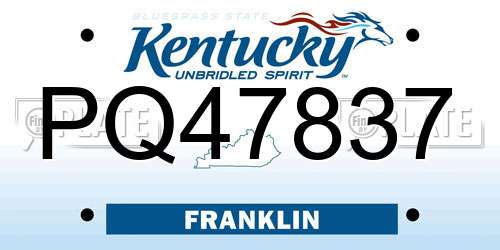 PQ47837 Kentucky License Plate
