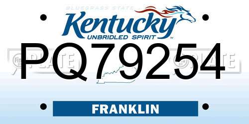 PQ79254 Kentucky License Plate