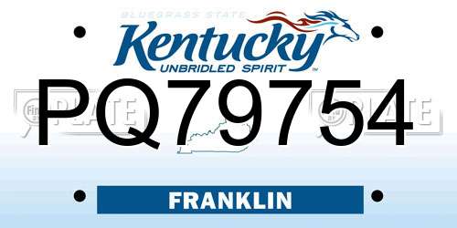 PQ79754 Kentucky License Plate