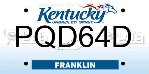 PQD64D Kentucky License Plate