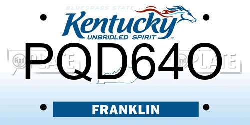PQD64O Kentucky License Plate