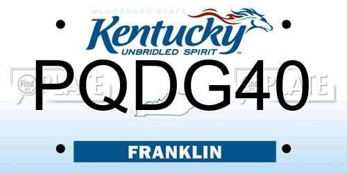 PQDG40 Kentucky License Plate
