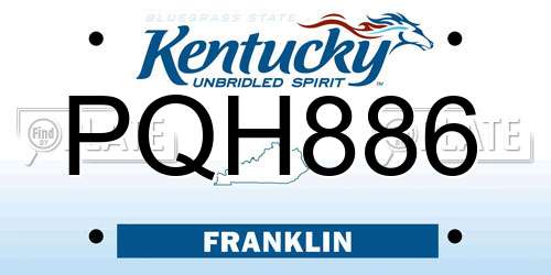 PQH886 Kentucky License Plate