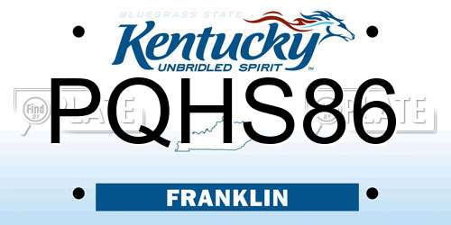 PQHS86 Kentucky License Plate