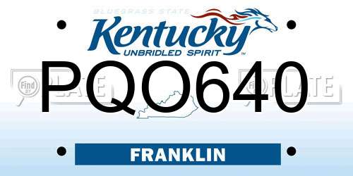 PQO640 Kentucky License Plate