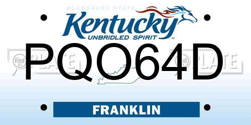 PQO64D Kentucky License Plate