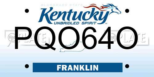 PQO64O Kentucky License Plate
