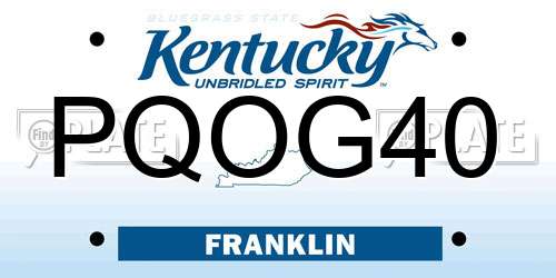PQOG40 Kentucky License Plate