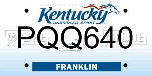 PQQ640 Kentucky License Plate
