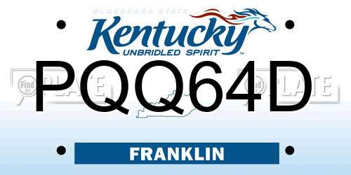 PQQ64D Kentucky License Plate