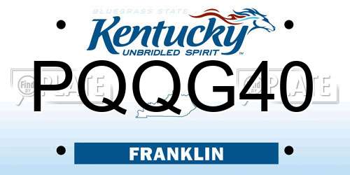 PQQG40 Kentucky License Plate