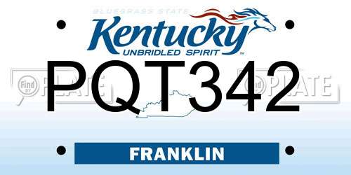 PQT342 Kentucky License Plate