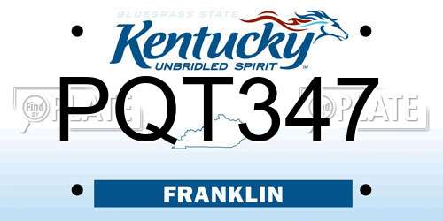 PQT347 Kentucky License Plate