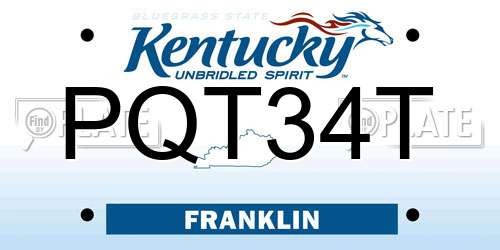 PQT34T Kentucky License Plate
