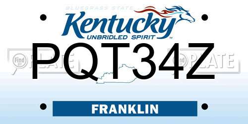 PQT34Z Kentucky License Plate