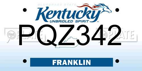 PQZ342 Kentucky License Plate