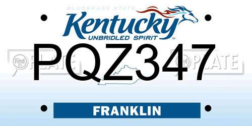 PQZ347 Kentucky License Plate