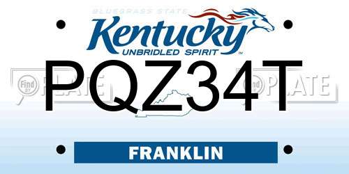 PQZ34T Kentucky License Plate