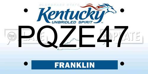 PQZE47 Kentucky License Plate