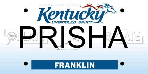 PRISHA Kentucky License Plate