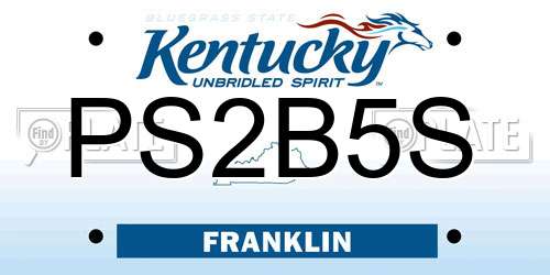 PS2B5S Kentucky License Plate