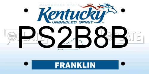 PS2B8B Kentucky License Plate