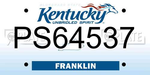 PS64537 Kentucky License Plate
