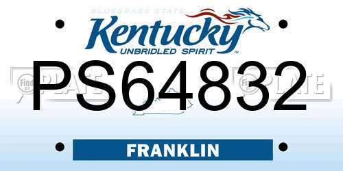 PS64832 Kentucky License Plate